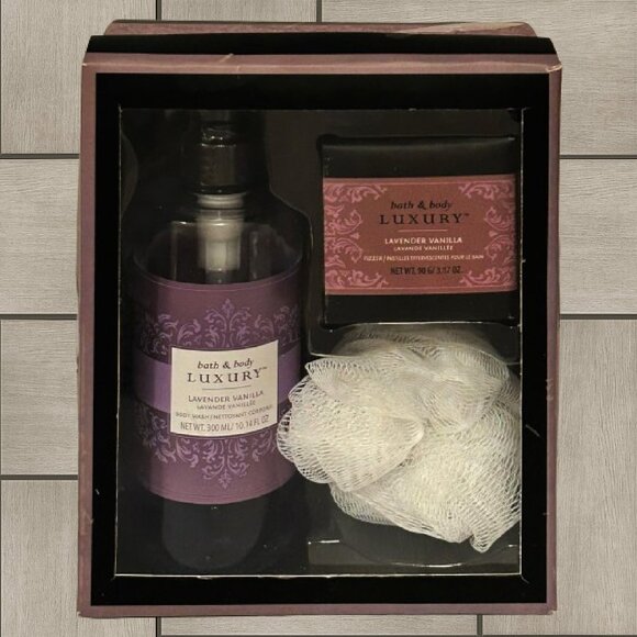 BATH & BODY LUXURY Lavender Vanilla Body Wash & Bath Fizzer Gift Set (NWOT) - Picture 1 of 3